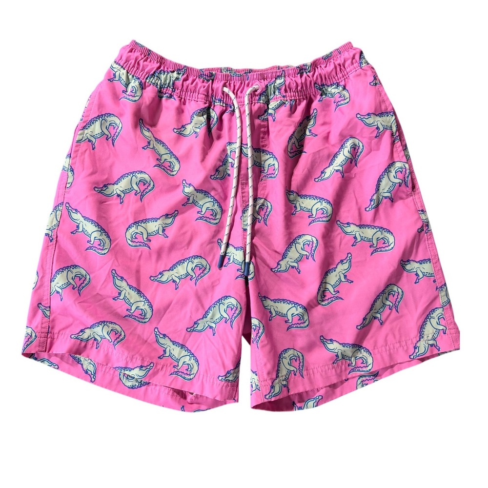 Chubbies Mens Classic Swim Trunk Small 6" Inseam Pink Alligator Beach Resort